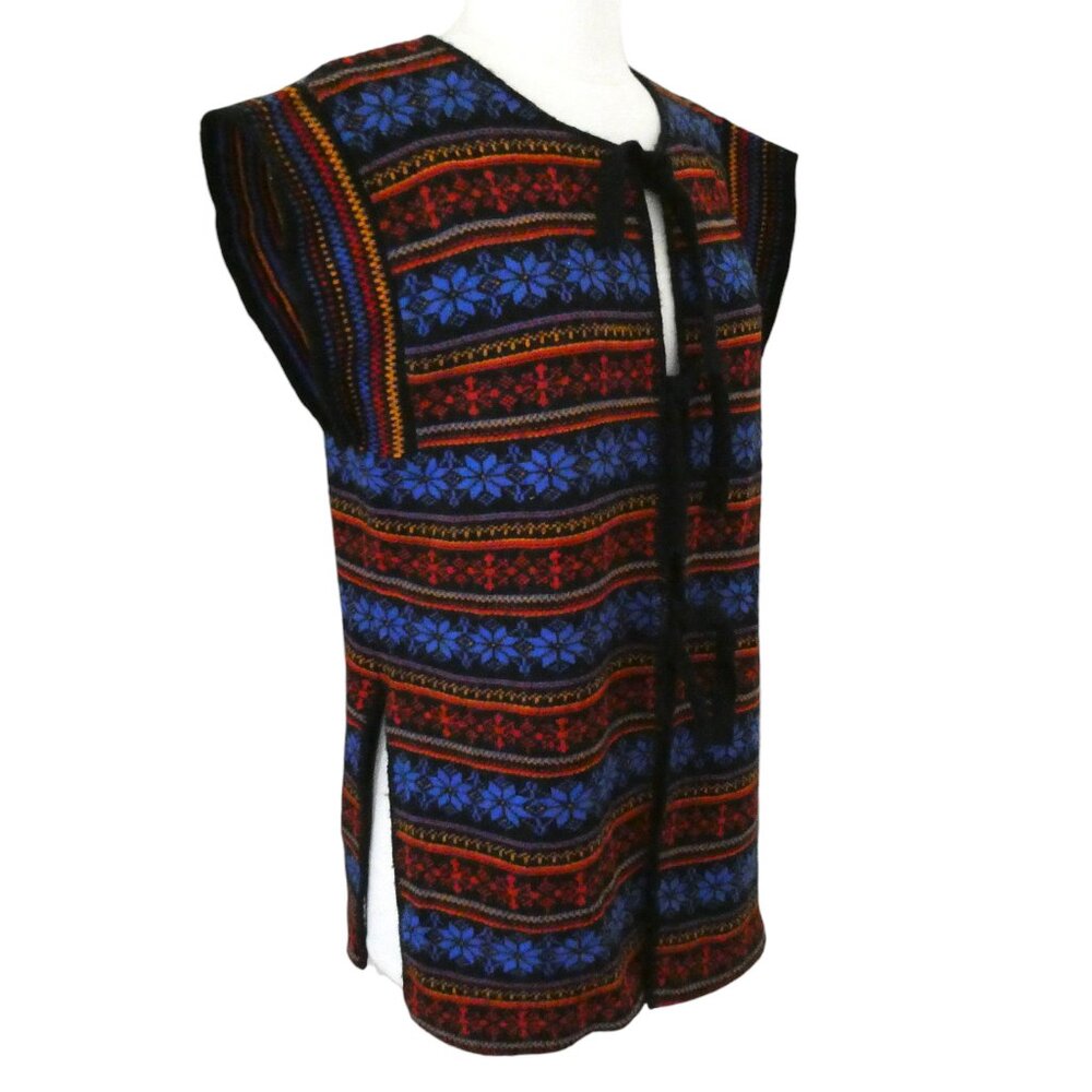 vtg 70s IT'S PURE GOULD Fair Isle tie front sweater vest